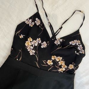Gentle Fawn, wide leg, black & floral, jumpsuit.